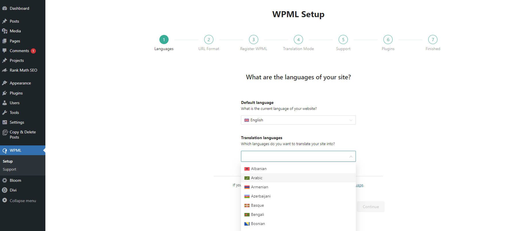 WPML Onboarding Setup - Steps 1