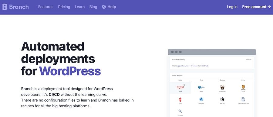 Branch automates WordPress deployments.