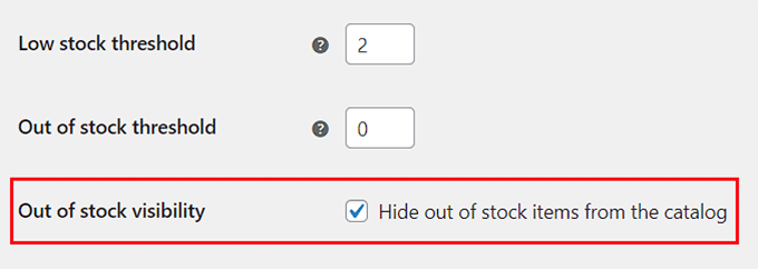 Configure low stock and out of stock threshold and out of stock products visibility