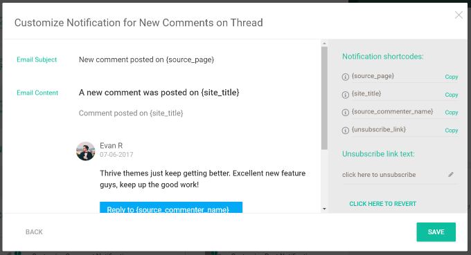 Customize notification for new comments on thread