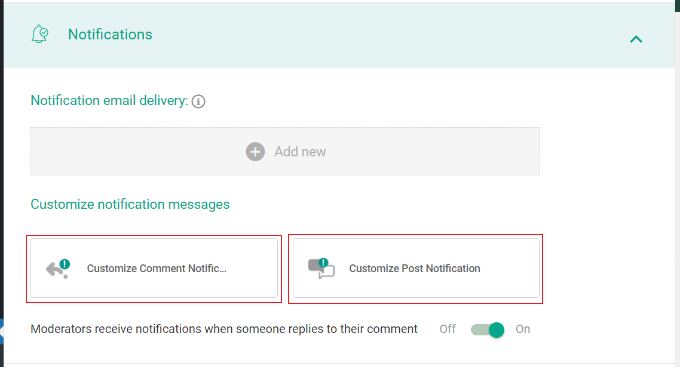 Customize post and comment notifications