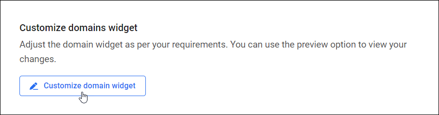 The Hub Client - Domain Reseller - Customize domains widget section