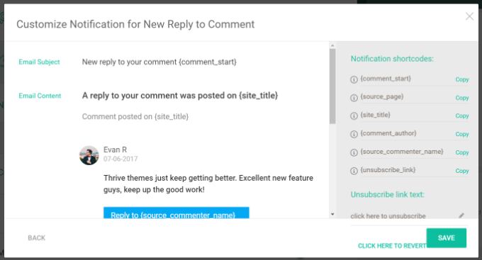 Edit comment notification options