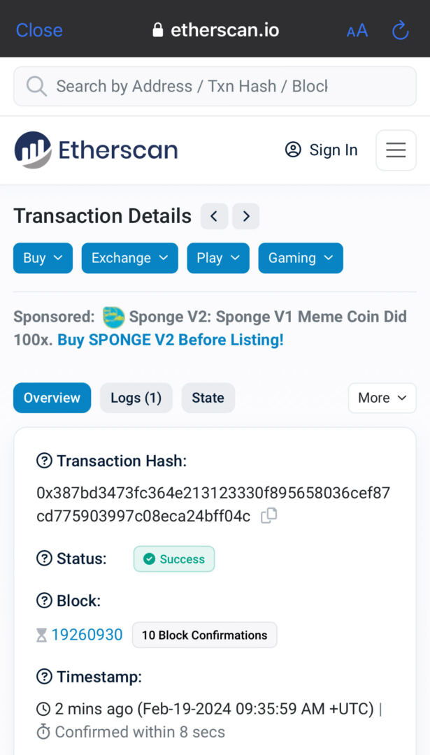 Etherscan Progress