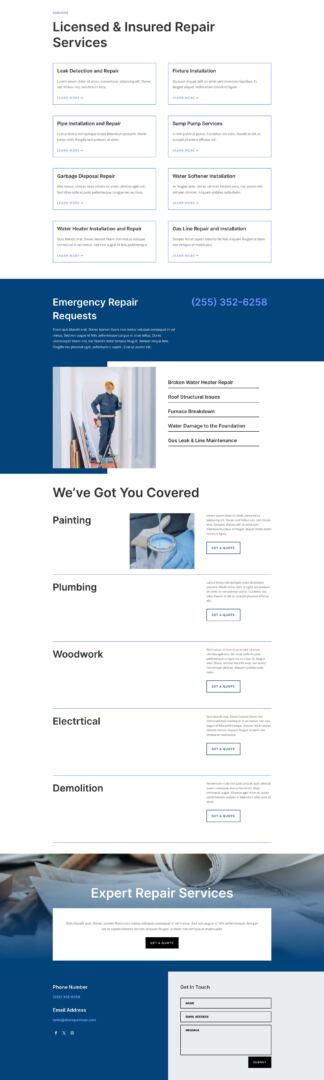 Repairman Layout Pack for Divi