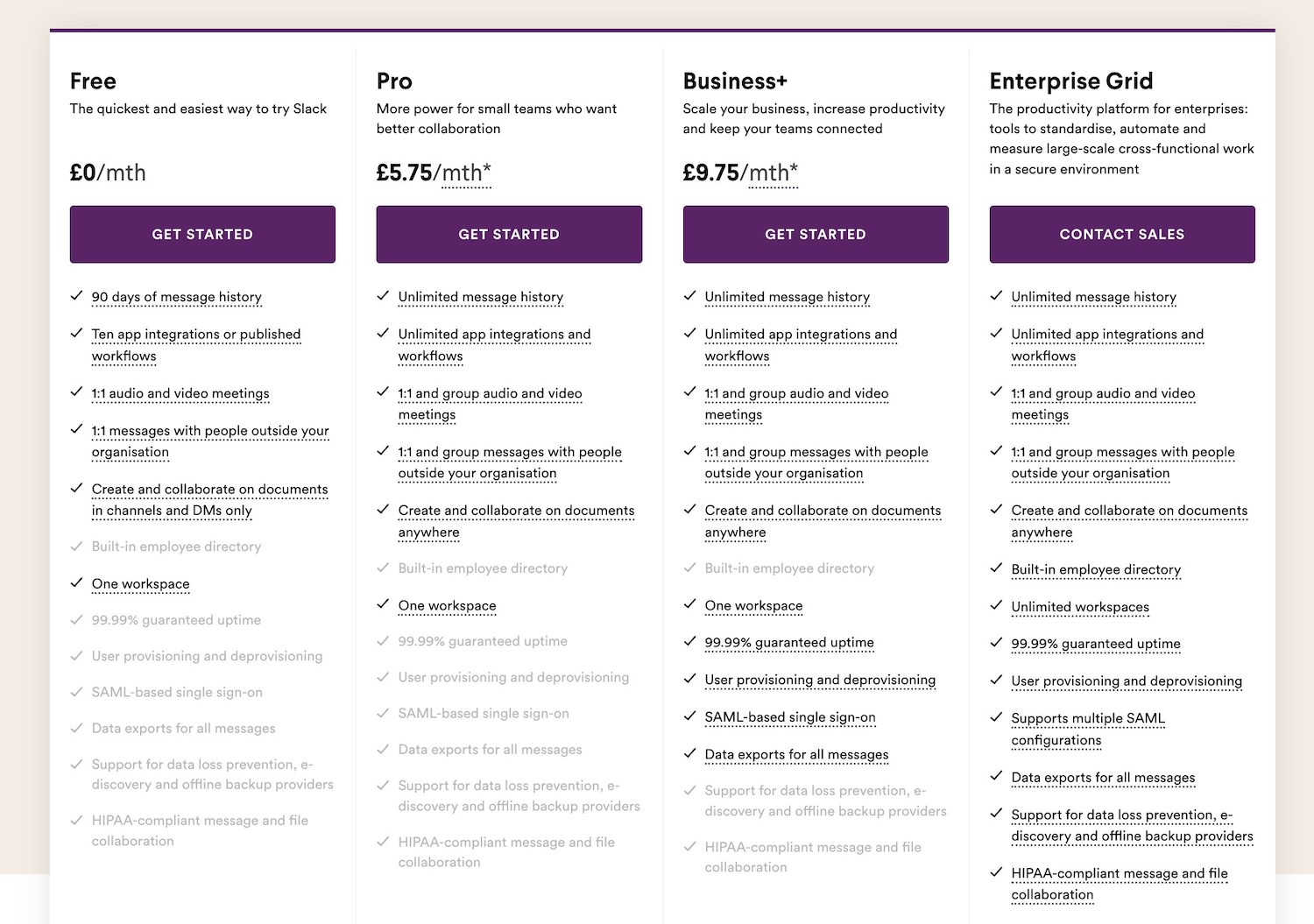 slack pricing