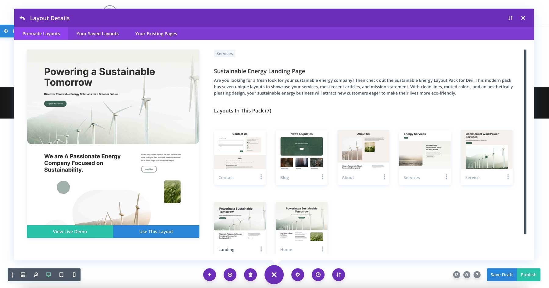 Sustainable Energy Layout Pack for Divi