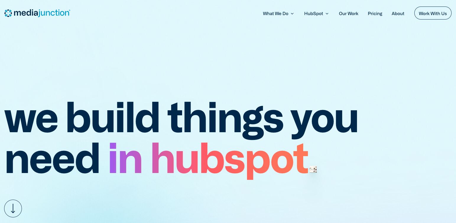 Media Junction is a HubSpot Partner and inbound marketing agency whose headline reads ‘we build things you need in hubspot