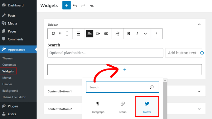 Adding a Twitter widget in WordPress