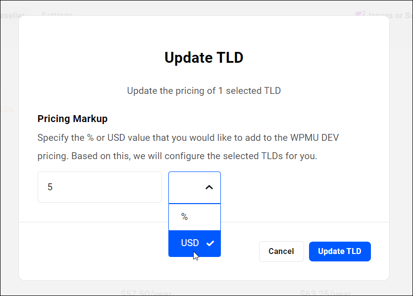 Update single TLD markup.