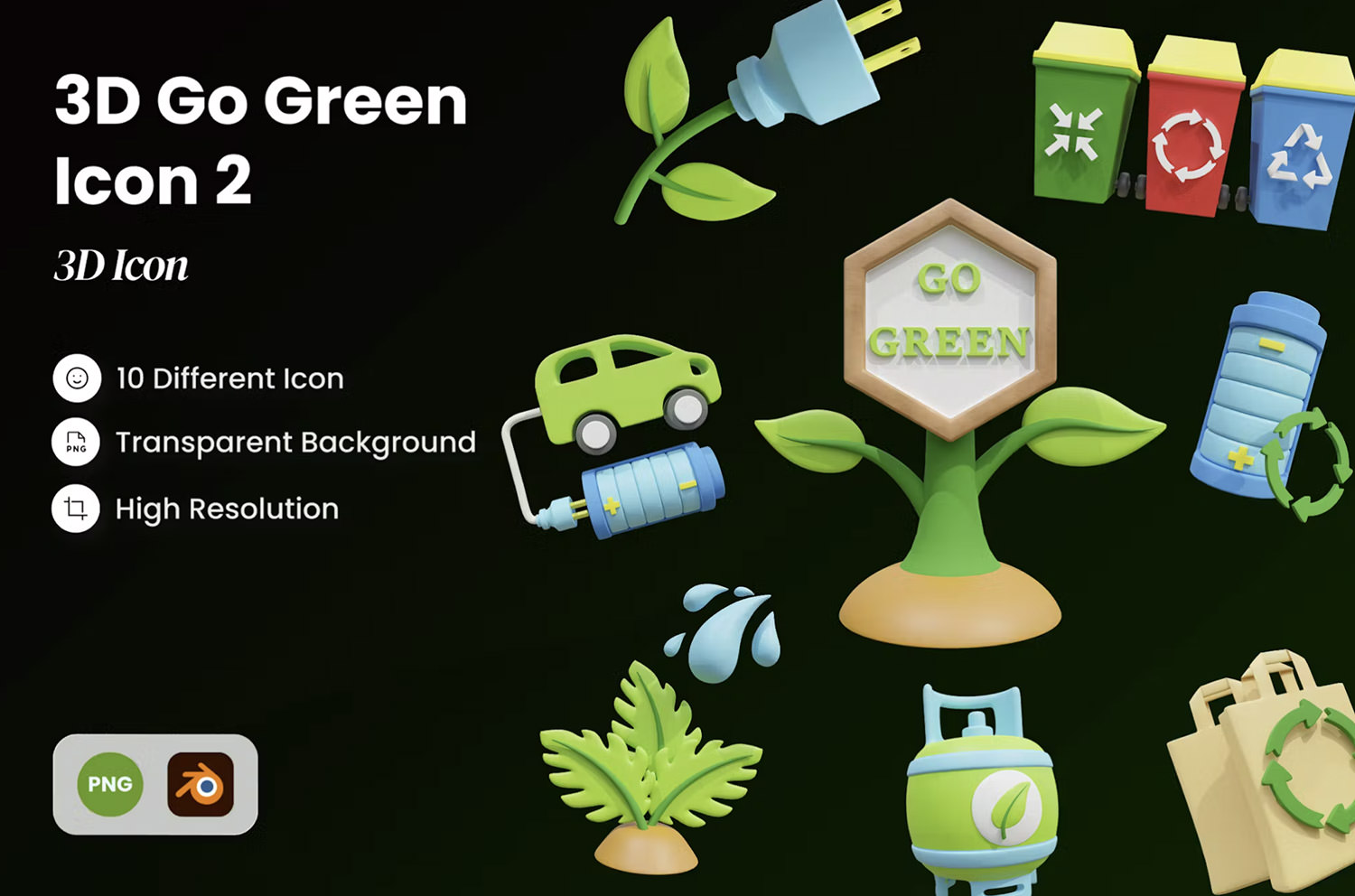 3D Go Green Icon