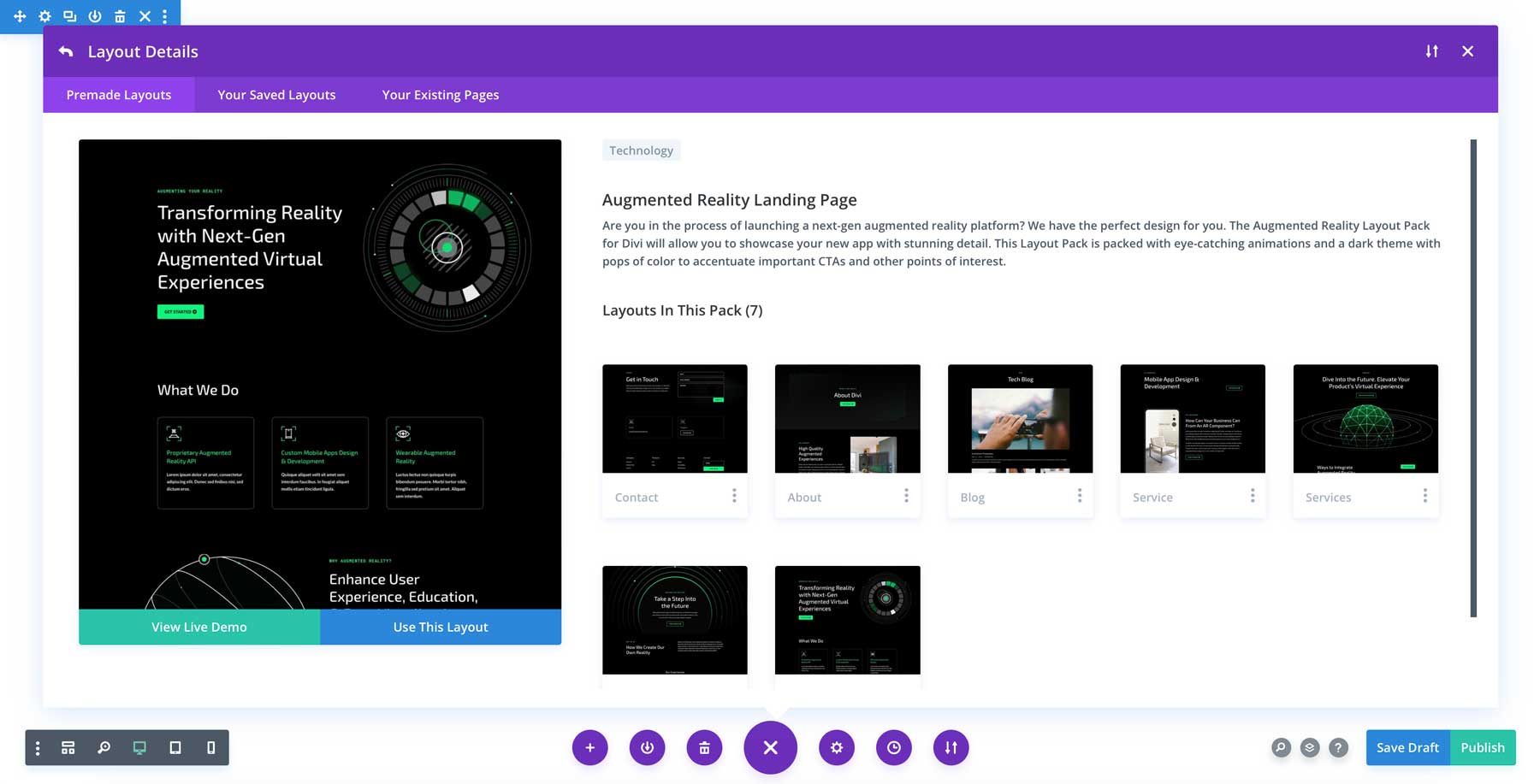 Augmented Reality Layout Pack for Divi