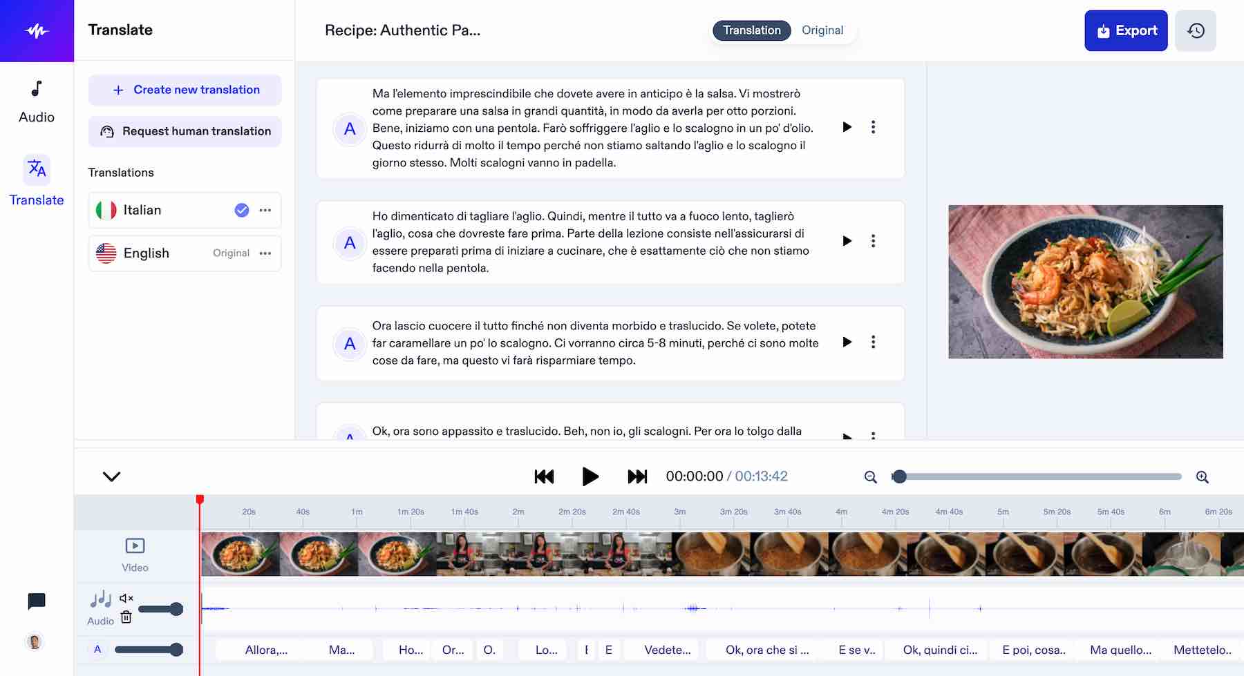 Speechify AI Dubbing Feature Screenshot