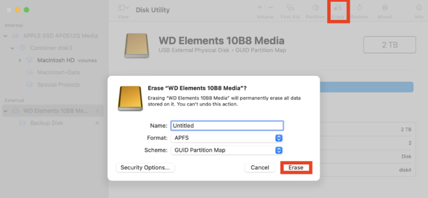 Formatting WD My Passport Drive in Disk Utility