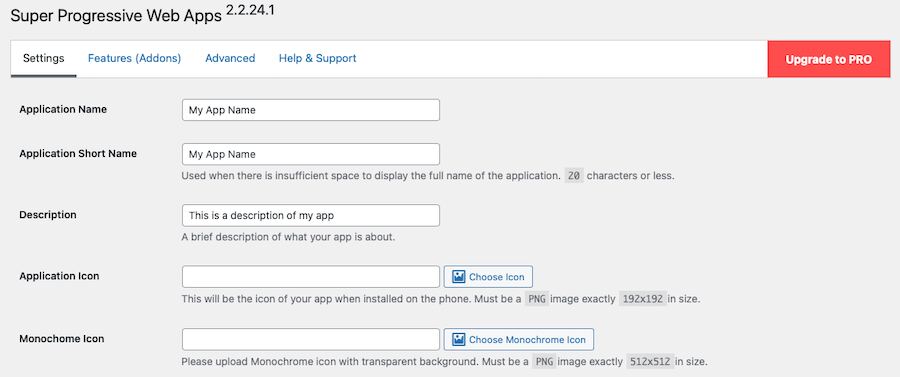 super pwa settings