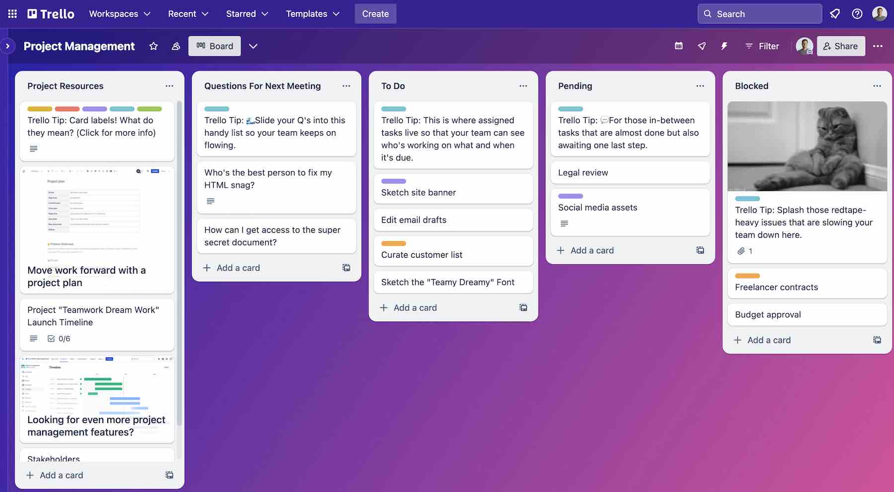 Trello Kanban View Screenshot