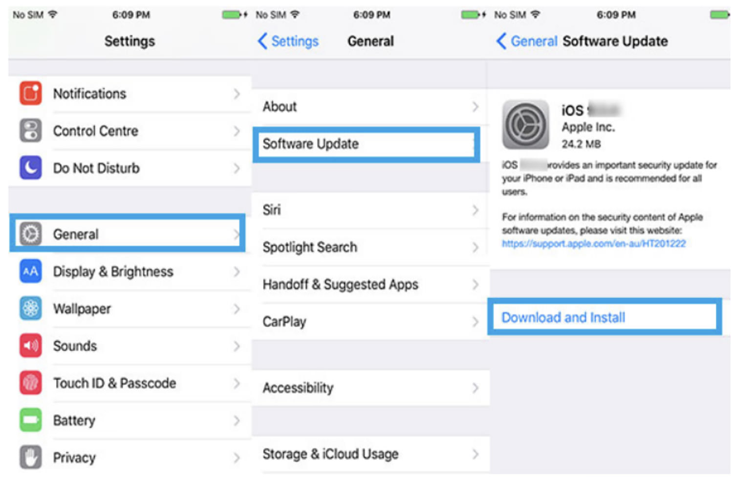 Guidelines for updating iOS to fix restarting issues