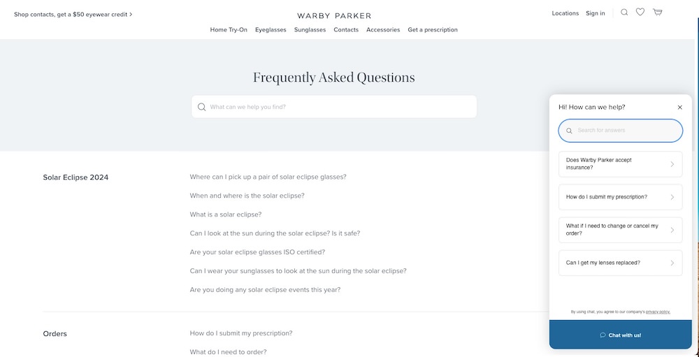 warbyparker customer support