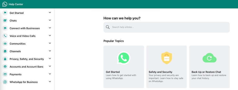 whatsapp faq page