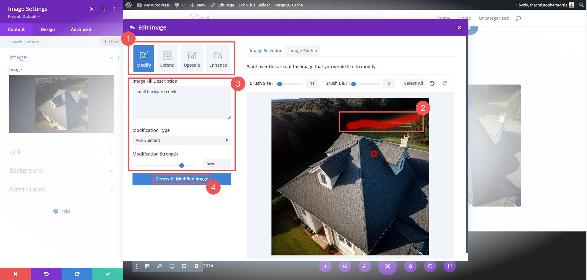 Modify Image with Divi AI - Steps 1-2