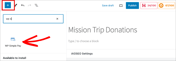 add wp simple pay block