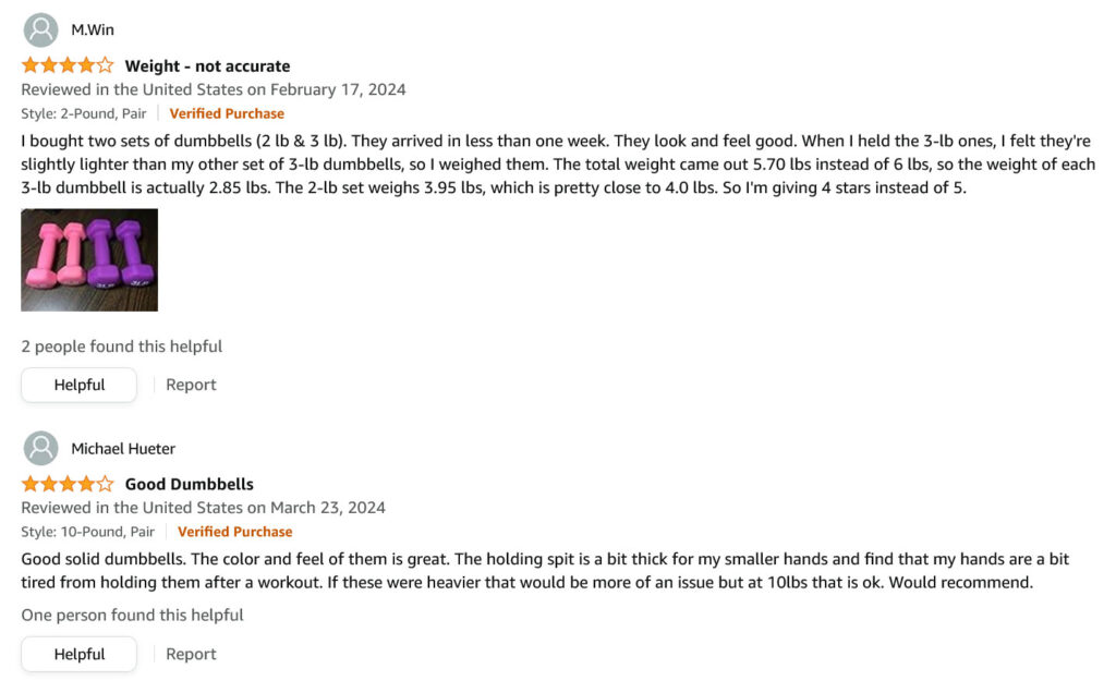 amazon four star reviews example