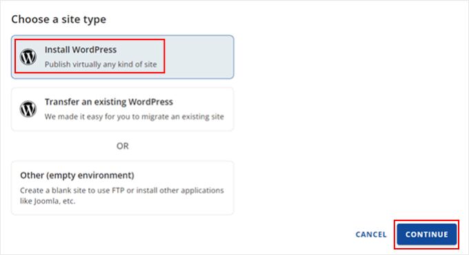 Install WordPress in Bluehost