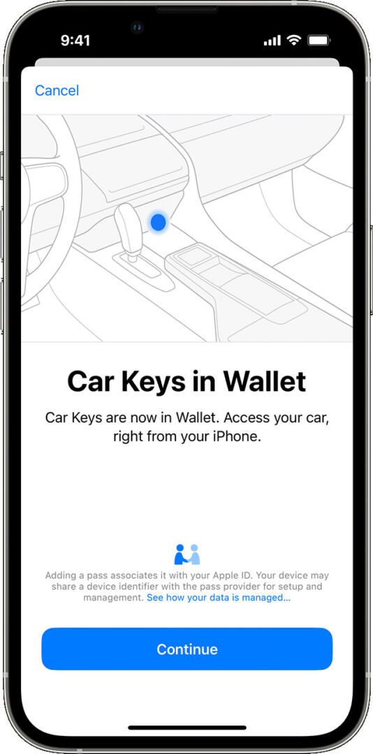 Car keys added in Apple Wallet