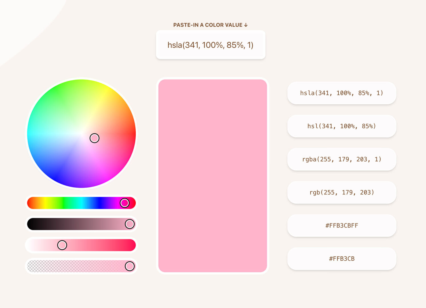 cccolor interface with color selection and palette generation