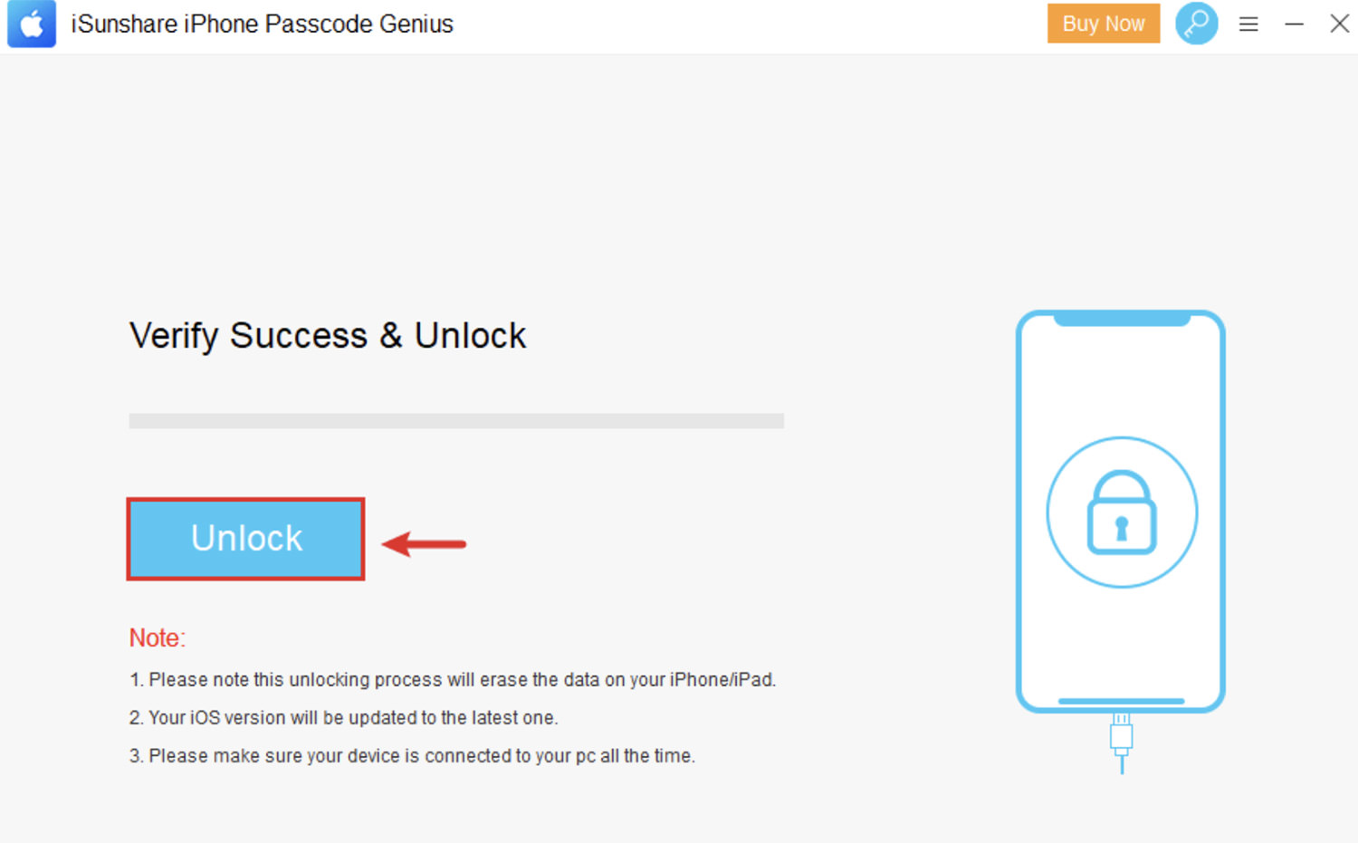 Clicking 'Unlock' to fix iPad Unavailable