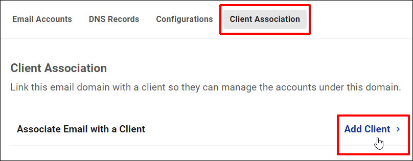 Webmail - Domain Email - Client Association