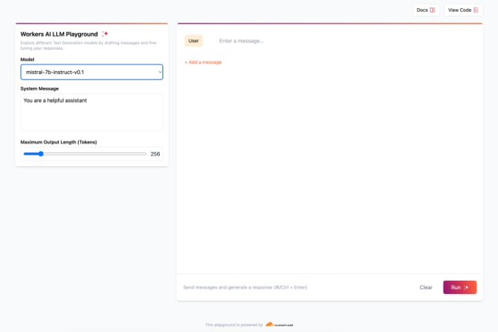 Cloudflare AI Playground interface