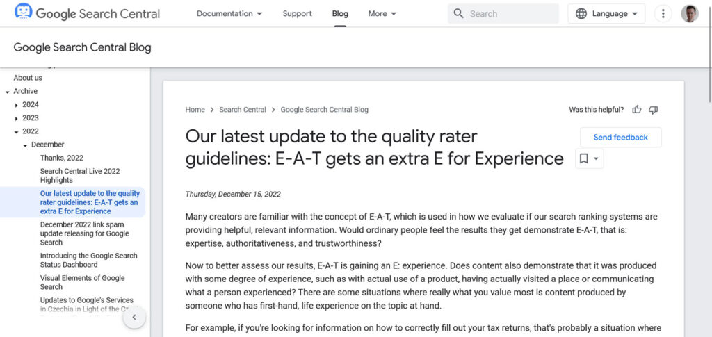 google quality rater guidelines e e a t announcement