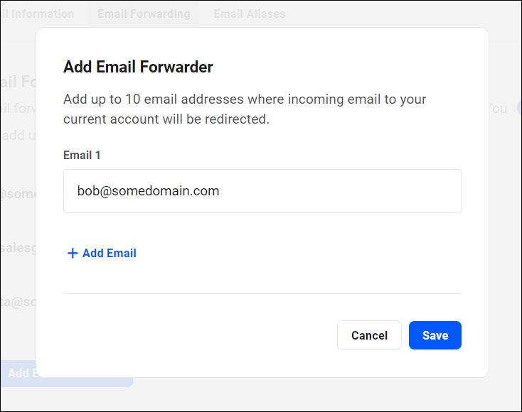 Webmail - Add Email Forwarder