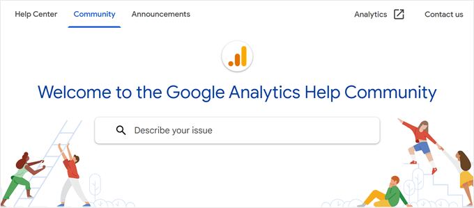 Google Analytics Help Community page
