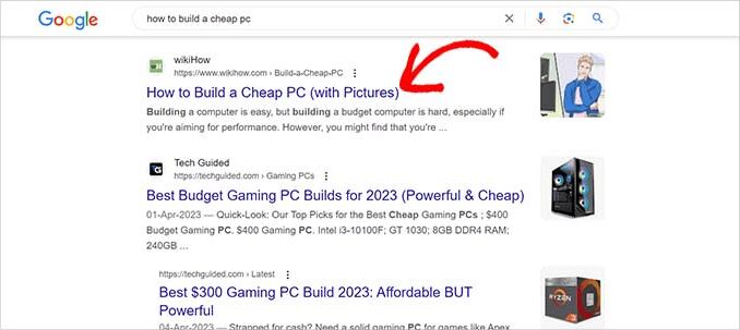 Effective headline in search results