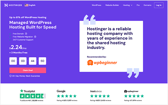 Hostinger website