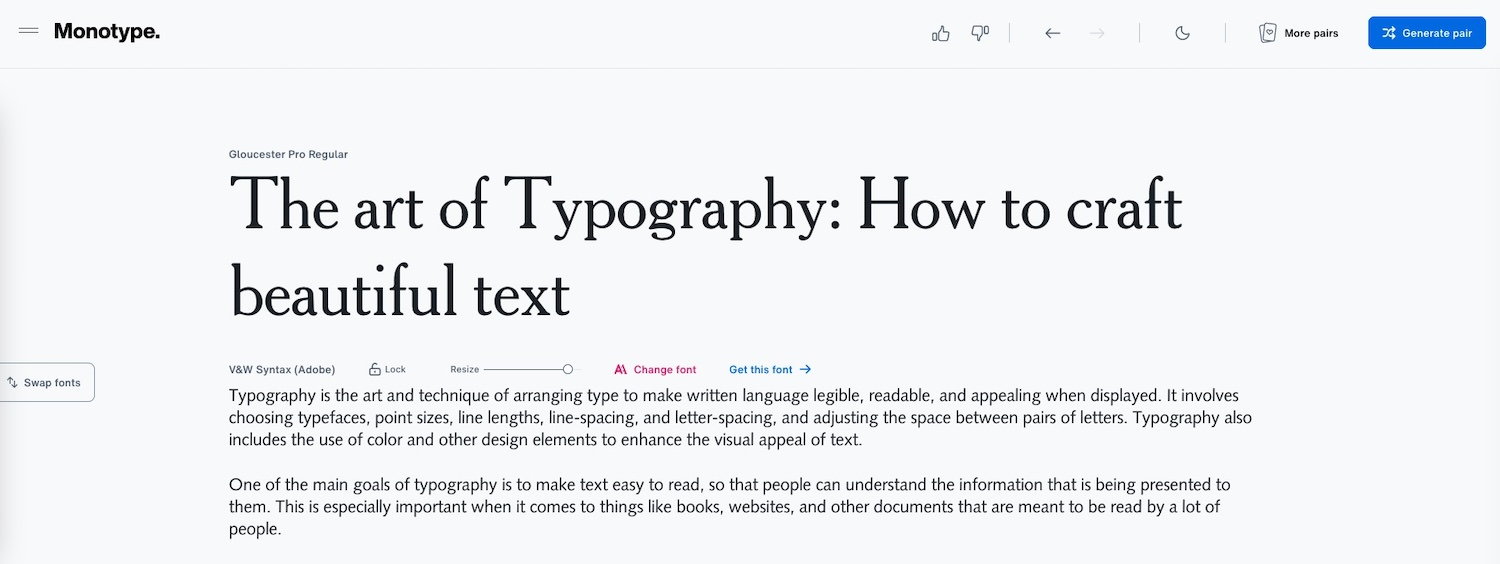 monotype font pairing tool