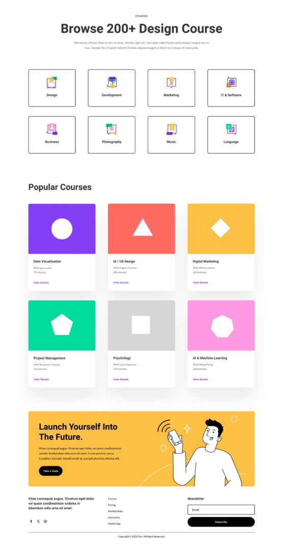 Online Learning Layout Pack for Divi