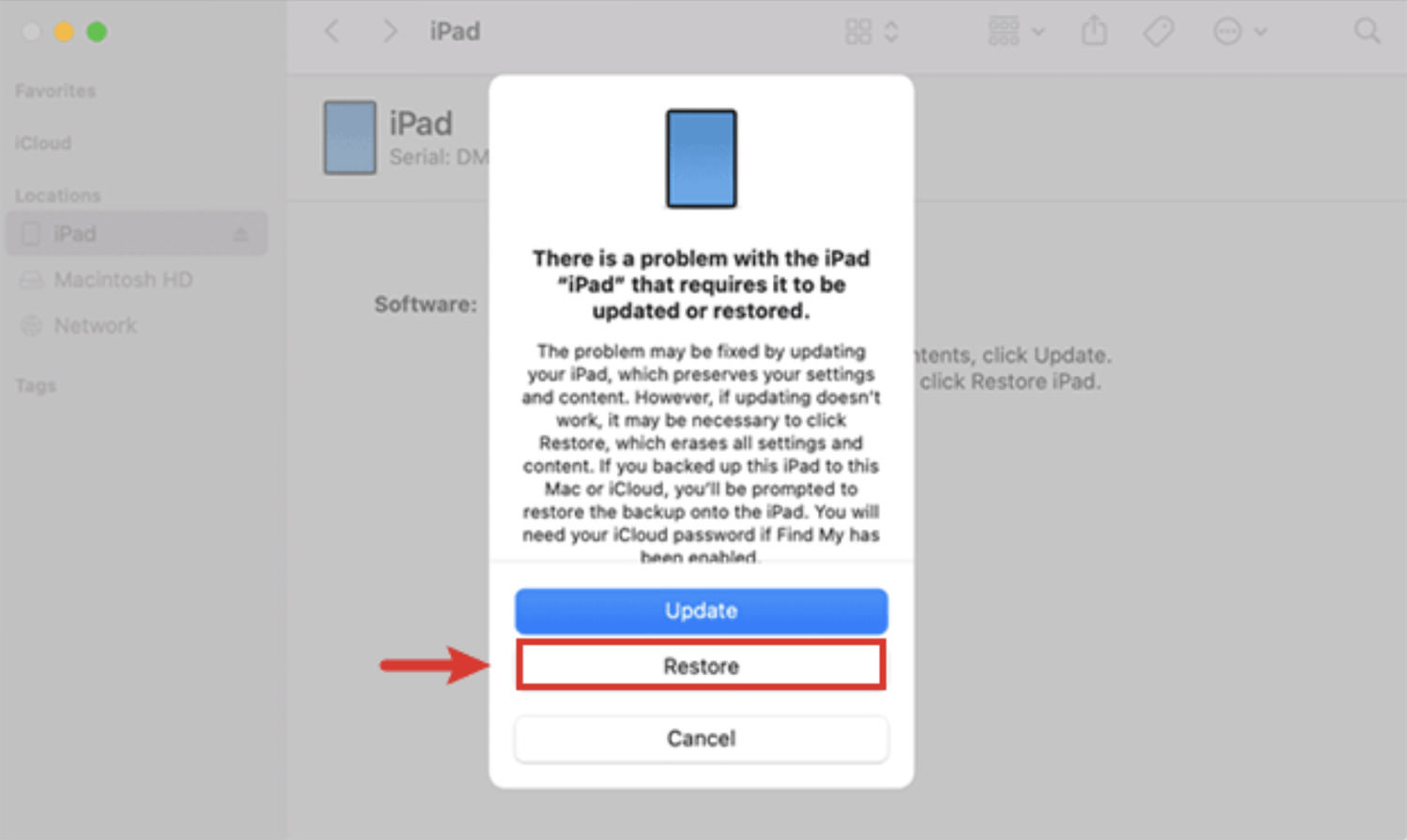 Restoring iPad via iTunes