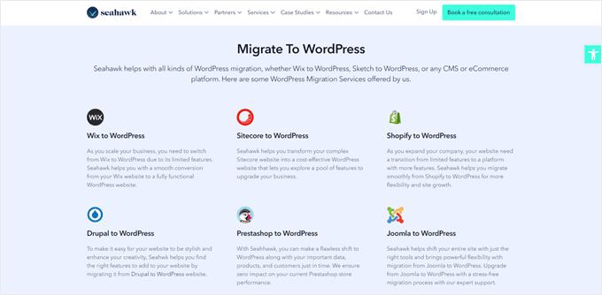 Seahawk Media's WordPress migration services