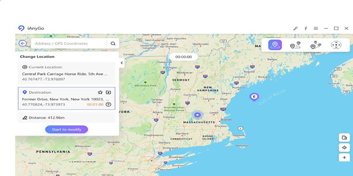 Choosing location on map interface