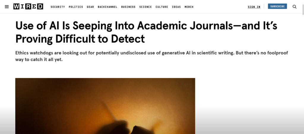 wired article ai in academic journals