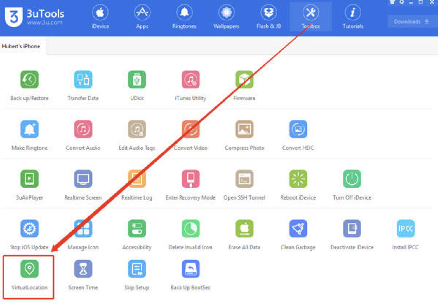 Using Virtual Location on 3uTools