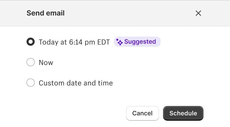 Shopify Magic AI Suggested Email Send Times