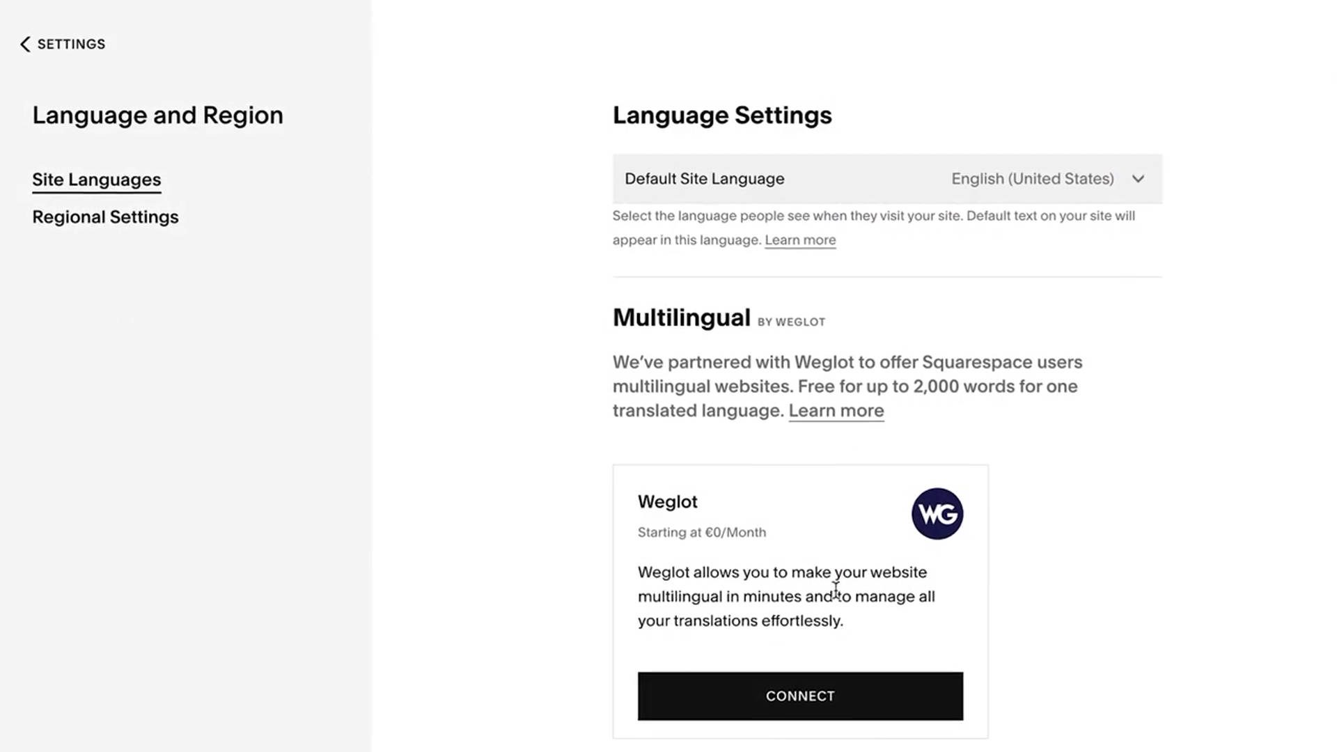 Squarespace Multilingual with Weglot Add-on