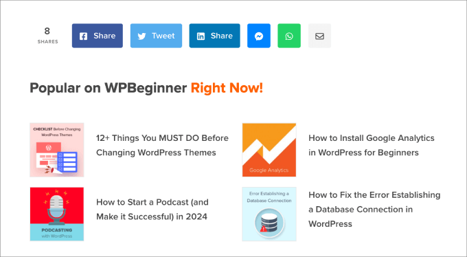 WPBeginner recent posts example