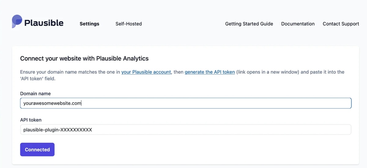 Plausible should now be connected to your WordPress site.
