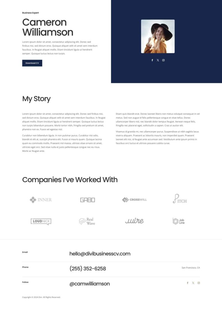 Business CV Layout Pack for Divi