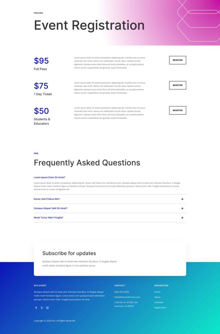 Conference Event Layout Pack for Divi